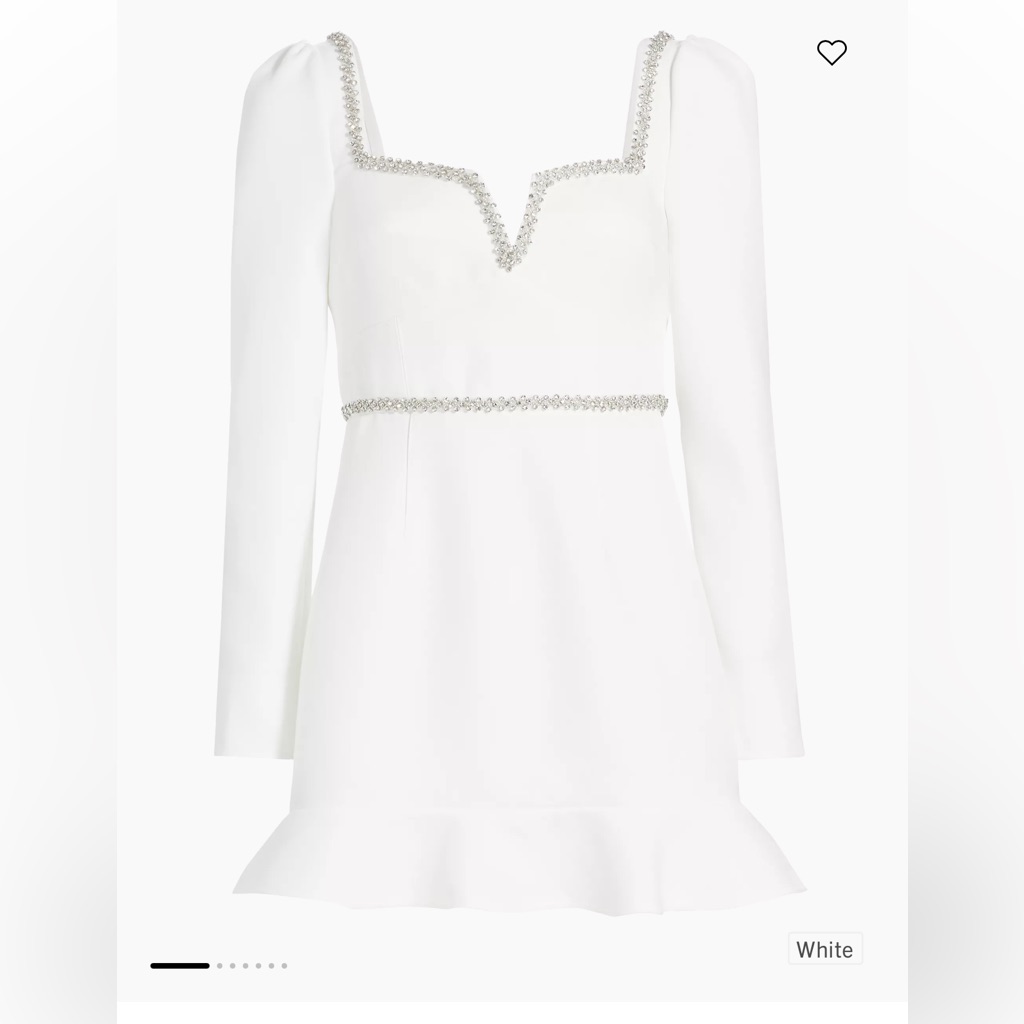 Self-Portrait Bonded Crp Embellished Flounce Minidress